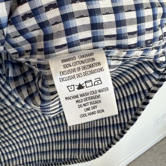 Robert Graham Blue Check Embroidered Flip Cuff Long Sleeve Classic Shirt 2XL XXL - Picture 7 of 7